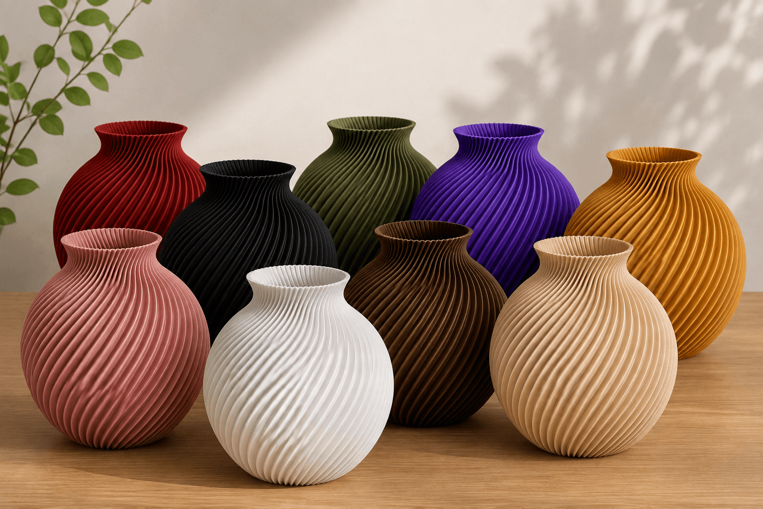 Vaso Decorativo Poly Espiral 17cm Premium | Design Moderno para Sala, Escritório e Decoração